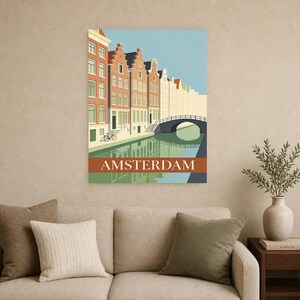 Amsterdam Vintage Travel Poster | Retro Netherlands City Art Print | Housewarming Gift Wall Decor image 15