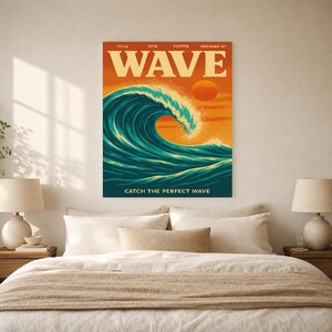 Wave Retro Poster | Vintage 70s Wall Art Print | Aesthetic Magazine Print | Mid Century Retro Decor Gift image 6