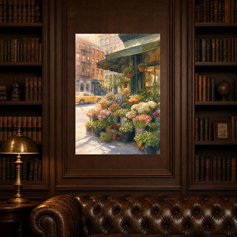 Póster del Mercado de Flores de Nueva York | Pintura suave para pared de Nueva York | Lámina floral de viaje | Impreso y enviado imagen 5