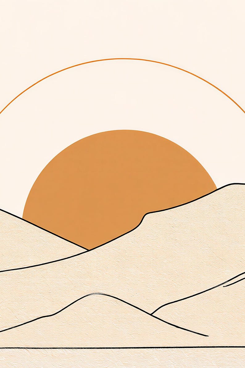 Terracotta Japandi Sun and Moon Wall Art | Minimalist Line Art Poster | Boho Bedroom Print Set of 2 image 3