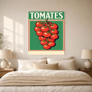 Impresión de arte de pared de cocina de tomate ? Póster retro de comida de bistró | Impresión de cocina italiana maximalista ? Decoración De imagen 6