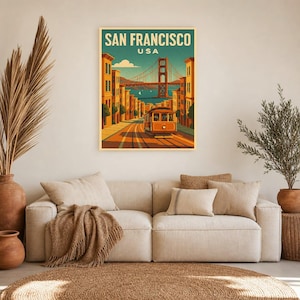 San Francisco Travel Poster | Vintage 1950s Golden Gate Print | Retro California Wall Art Print | Mid Century City Decor image 7