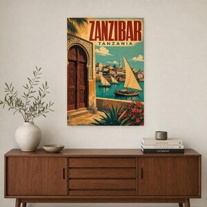 Zanzibar Travel Poster | Vintage Stone Town Print | Tanzania Wall Art | Printed & Shipped image 2