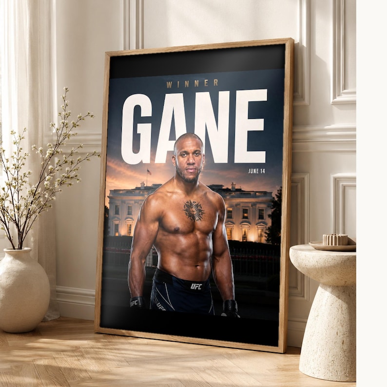 Poster di Ciryl Gane | UFC Fight Night alla Casa Bianca 2026 | Stampa artistica da parete MMA | Decorazione campione dei pesi massimi immagine 1