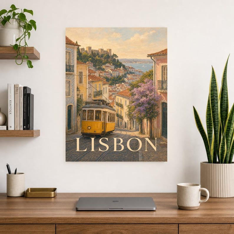 Lisbon Travel Poster | Soft Painting Portugal Wall Art | Named City Art Print | Printed & Shipped image 8