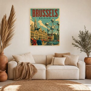 Brussels Travel Poster | Vintage Grand Place Print | Belgium Wall Art | Printed & Shipped image 7