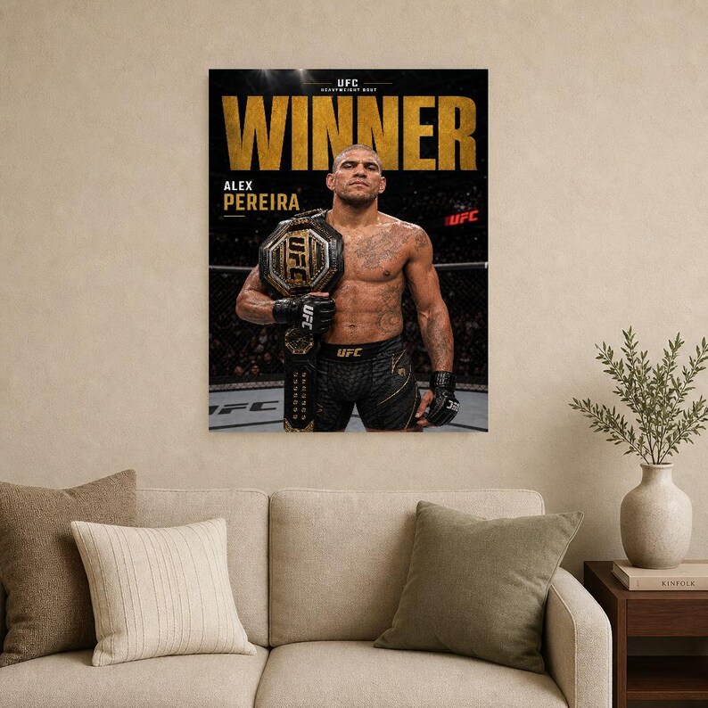Alex Pereira Champion Poster | UFC Gold Belt MMA Wall Art Print | Heavyweight Fight Night Decor image 9
