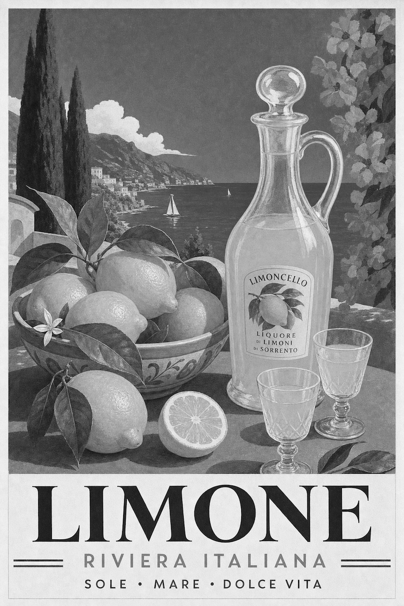 Italian Lemons Wall Art Print | Limoncello Kitchen Print | Amalfi Lemon Poster | Vintage Dolce Vita Decor | Mediterranean Citrus Art image 10