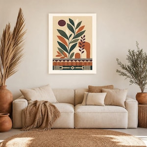 Afrohemian Botanical Wall Art Print | African Boho Plant Poster | Jade Terracotta Earth Tones | Organic Modern Wall Decor image 7