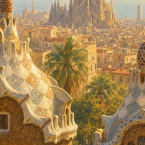 Barcelona Travel Poster | Soft Painting Spain Wall Art | Named City Art Print | Printed & Shipped image 3