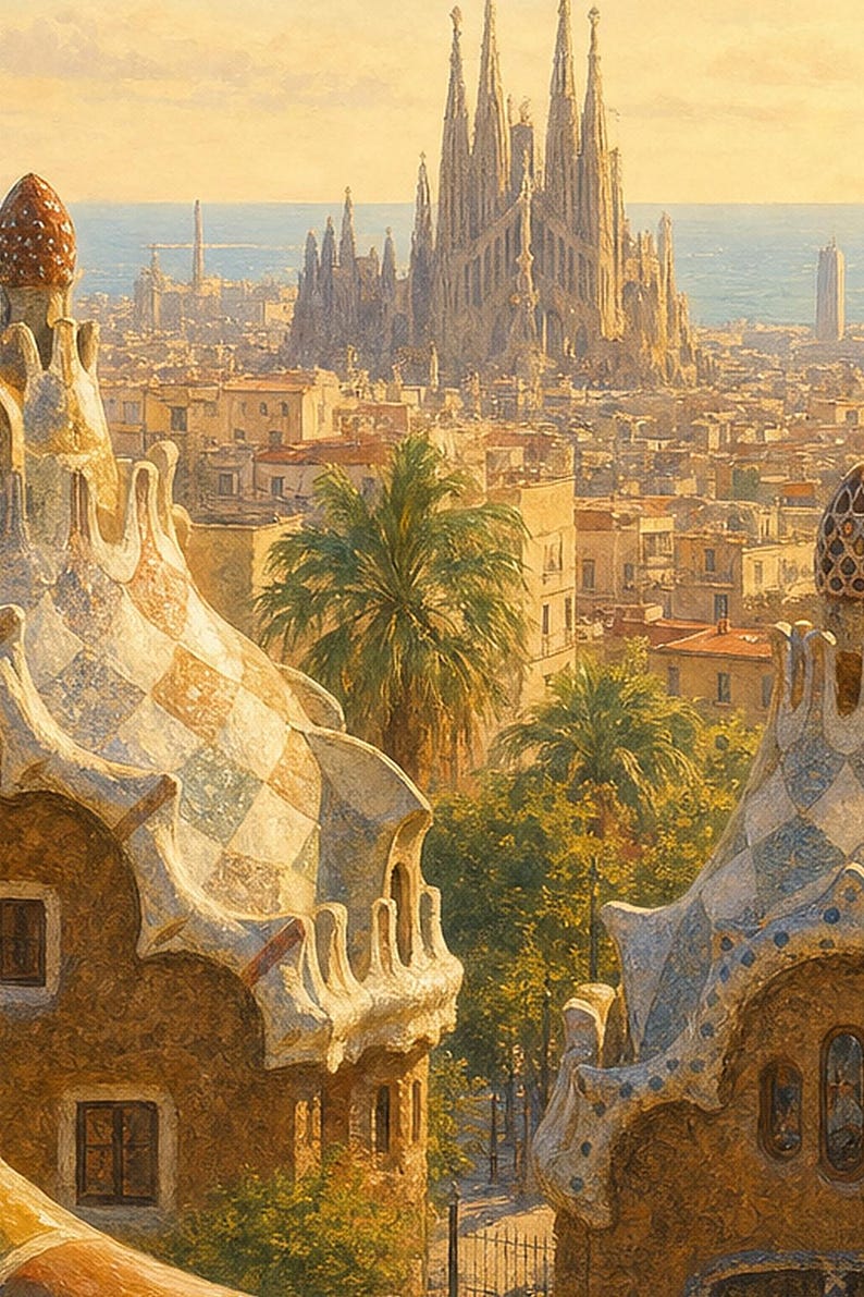 Barcelona Travel Poster | Soft Painting Spain Wall Art | Named City Art Print | Printed & Shipped image 3