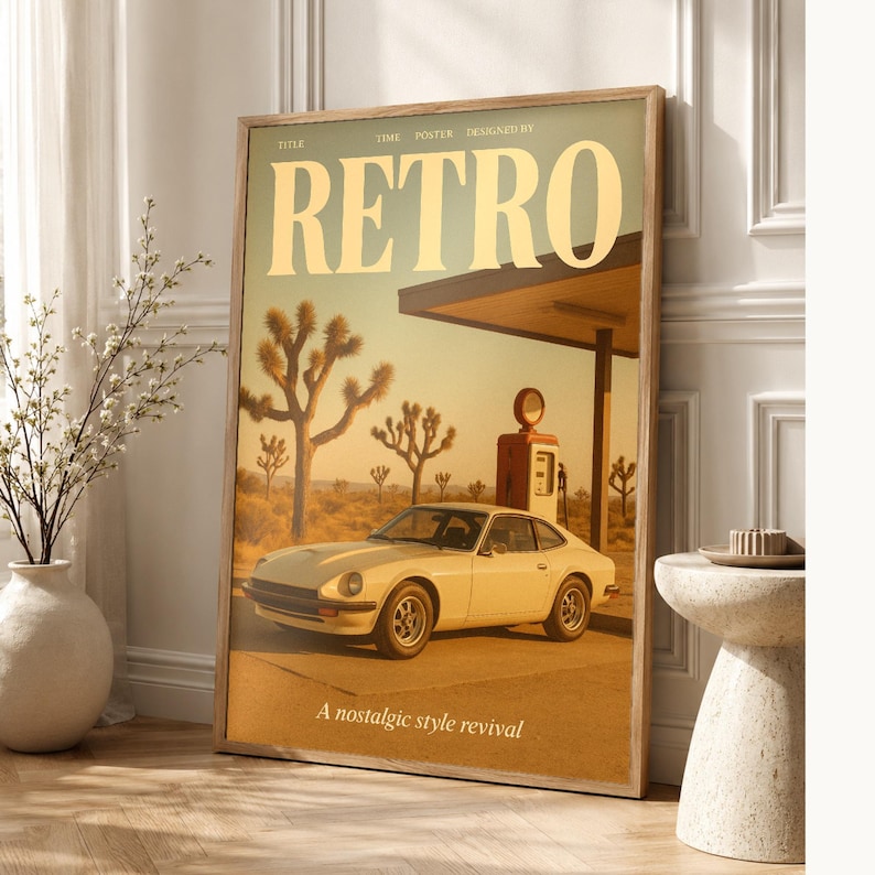 Retro Plakat Retro | Druk ścienny w stylu vintage z lat 70. | Druk magazynu estetycznego | Prezent w stylu retro z połowy wieku zdjęcie 1