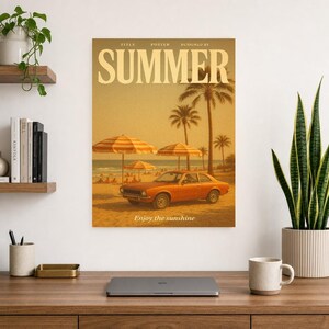 Letni plakat retro | Druk ścienny w stylu vintage z lat 70. | Druk magazynu estetycznego | Prezent w stylu retro z połowy wieku zdjęcie 10