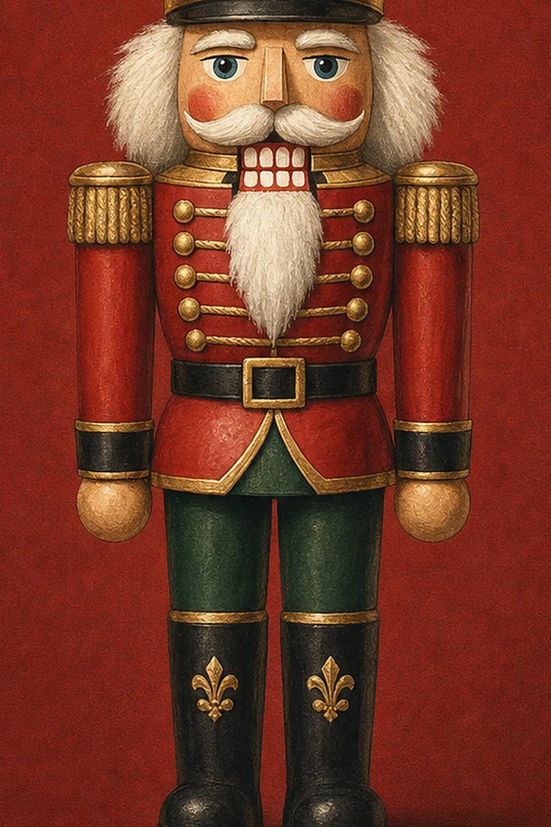 Cartel del cascanueces del mercado navideño de Estrasburgo | Arte de pared de vacaciones de Francia | Impresión navideña vintage | Decoració imagen 3