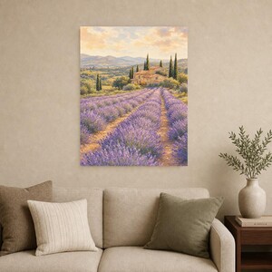 Provence Lavender Poster | Soft Painting France Wall Art | Lavender Fields Landscape Print | Printed & Shipped image 9