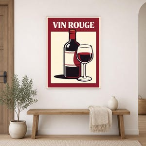 Red Wine Kitchen Wall Art Print | Retro Bistro Bar Poster | French Maximalist Bar Cart Print | Dining Room Decor image 14