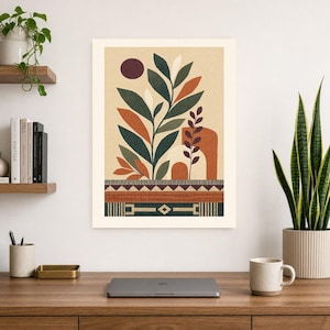 Afrohemian Botanical Wall Art Print | African Boho Plant Poster | Jade Terracotta Earth Tones | Organic Modern Wall Decor image 8