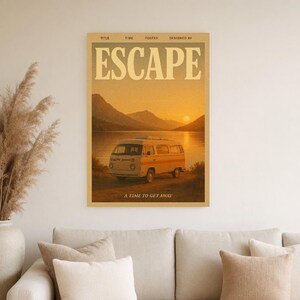 Escape Retro Poster | Vintage 70s Wall Art Print | Aesthetic Magazine Print | Mid Century Retro Decor Gift image 5