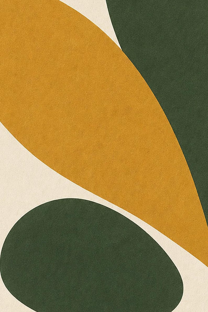 Ocher Leaves | Abstract Wall Art | Modern Gallery Poster | Ocher and Green Minimalist Print | Printed & Shipped image 3