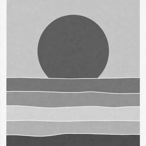 Väggkonsttryck med bränd röd sol i öknen | Minimalistisk terrakottaposter | Soltryck i papper från mitten av århundradet | Boho-inredning bild 10