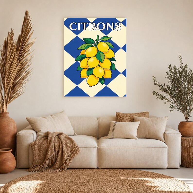 Lemon Kitchen Wall Art Print | Retro Bistro Citrus Poster | French Maximalist Kitchen Print | Dining Room Decor image 8