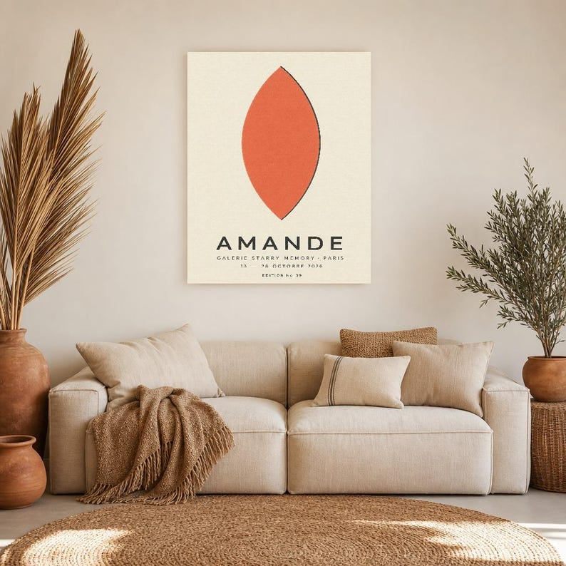 Almendra | Arte abstracto para pared | Póster de galería moderno | Impresión minimalista | Impreso y enviado imagen 7