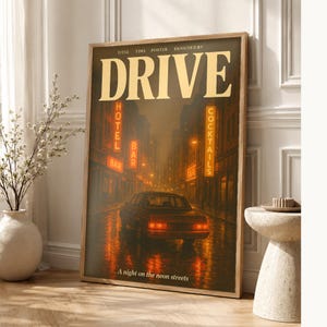 Drive Retro Poster | Vintage 70s Wall Art Print | Aesthetic Magazine Print | Mid Century Retro Decor Gift image 1