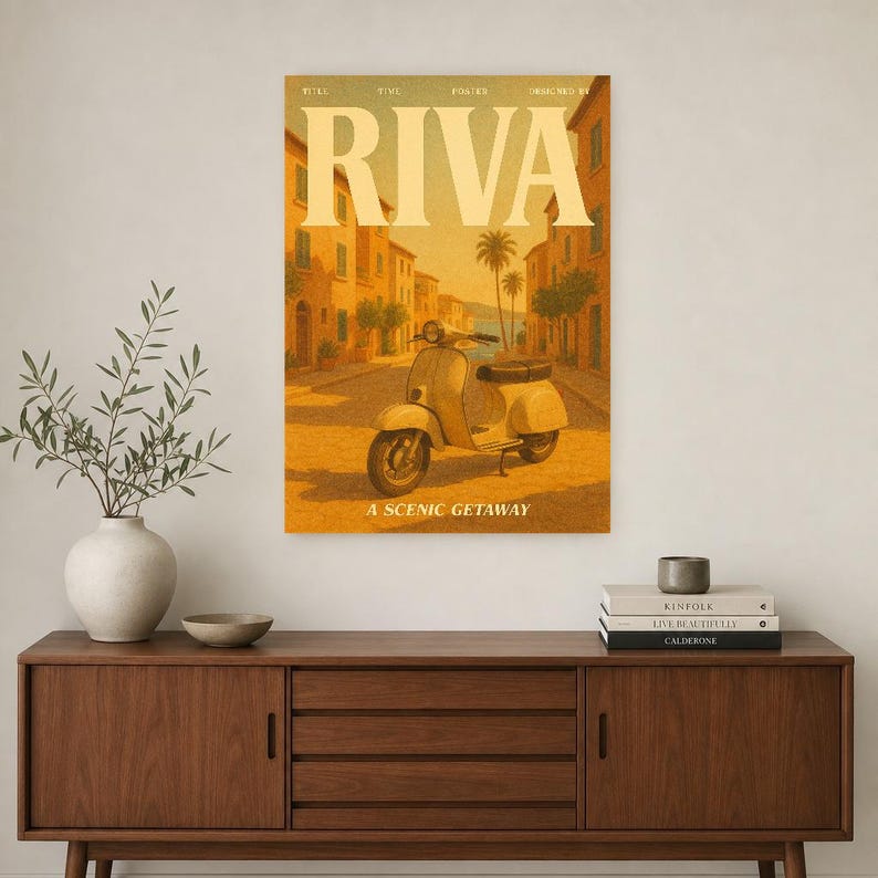 Riva Retro Poster | Vintage 70s Wall Art Print | Aesthetic Magazine Print | Mid Century Retro Decor Gift image 3