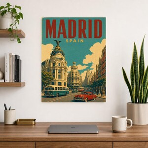Póster de viaje de Madrid | Lámina vintage de la Gran Vía | Decoración de pared de España | Impreso y enviado imagen 8