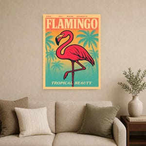 Flamingo Retro Poster | Vintage 70s Wall Art Print | Aesthetic Magazine Print | Mid Century Retro Decor Gift image 12