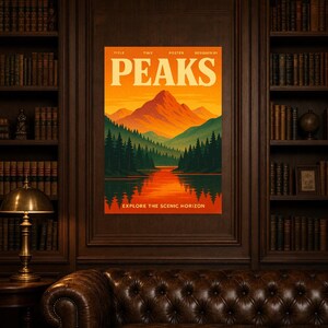 Peaks Retro Poster | Vintage 70s Wall Art Print | Aesthetic Magazine Print | Mid Century Retro Decor Gift image 4