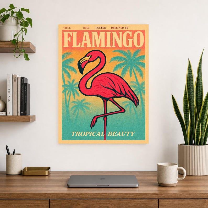 Flamingo Retro Poster | Vintage 70s Wall Art Print | Aesthetic Magazine Print | Mid Century Retro Decor Gift image 10