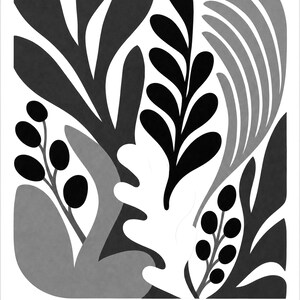 Botanical Cut Paper Exhibition Poster | Forest Green Leaf Wall Art Print | Mid Century Gallery Print | Abstract Matisse Style Poster Decor image 10