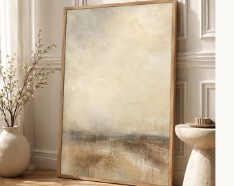Impresión abstracta de arte de pared beige cálido | Impresión de campo de color neutro | Póster de acuarela color topo arena | Decoración de