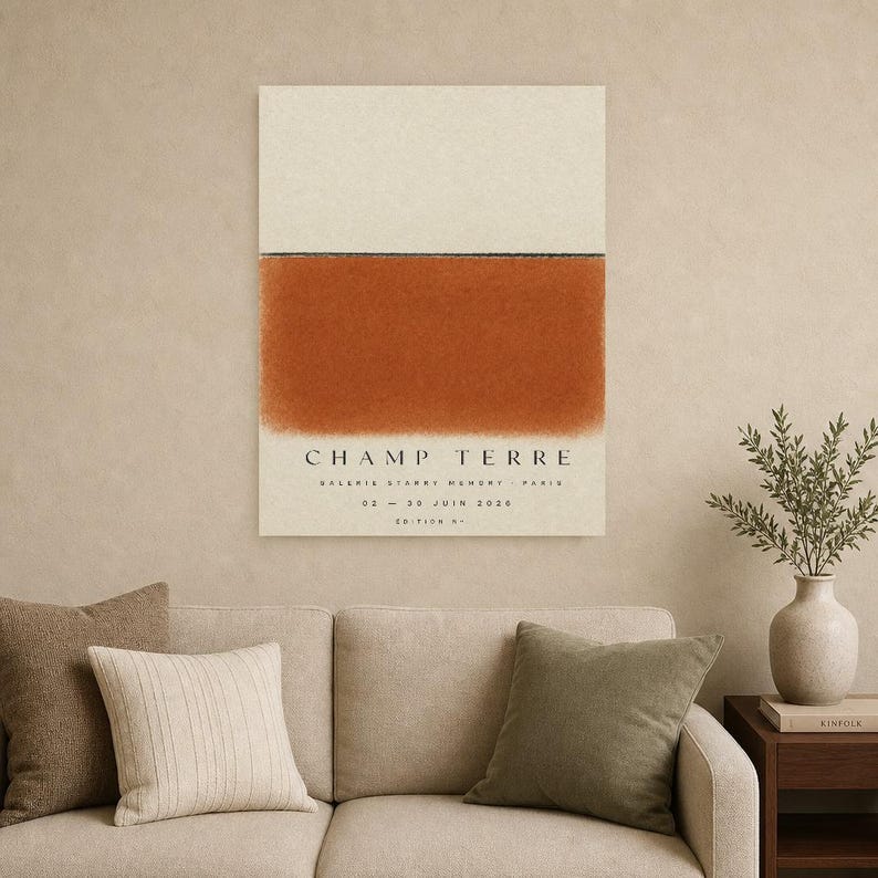 Erdfeld | Abstrakte Wandkunst | Modernes Galerieposter | Minimalistischer Druck in Terrakotta und Schwarz | Gedruckt & Versand Bild 15
