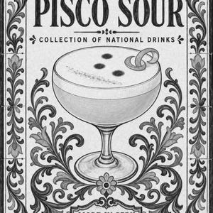 Pisco Sour Cocktail Tile Wall Art Print | Peru National Drink Poster | Azulejo Bar Cart Print | Maiolica Kitchen Decor image 10