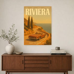 Riviera Retro Poster | Vintage 70s Wall Art Print | Aesthetic Magazine Print | Mid Century Retro Decor Gift image 3