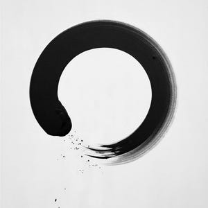 Charcoal Enso Zen Wall Art | Minimalist Ink Brush Circle Poster | Black Cream Meditation Print image 10