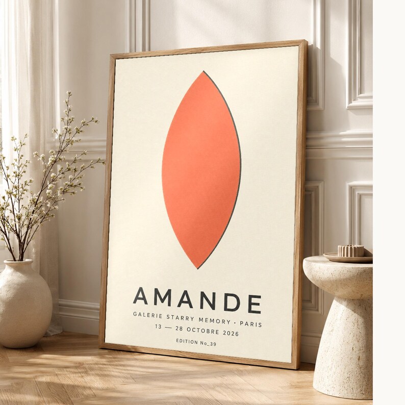 Almendra | Arte abstracto para pared | Póster de galería moderno | Impresión minimalista | Impreso y enviado imagen 1