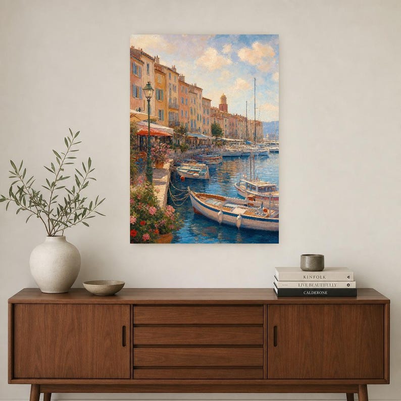 Saint-Tropez-Reiseposter | Kunstdruck der französischen Riviera | Wandbild mit Küstenmotiven aus Frankreich | Gedruckt & Versand Bild 2