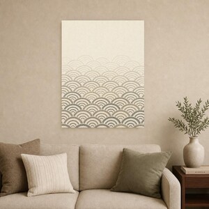 Set da parete neutro per la galleria Japandi Wall Art | Onde Seigaiha di salvia di sabbia | Stampa Wabi Sabi immagine 11