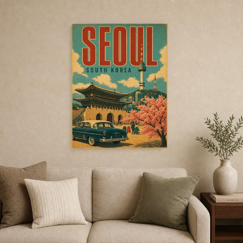 Pôster de viagem de Seul | Impressão vintage de palácio | Arte de parede da Coreia do Sul | Impresso e enviado imagem 9