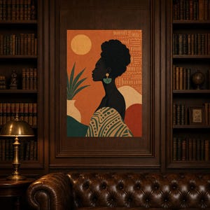 Afrohemian Wall Art Print | African Bohemian Woman Silhouette Poster | Earth Tones Boho Decor | Terracotta Ocher Modern Tribal Art image 5