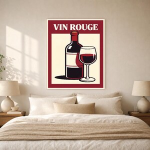 Red Wine Kitchen Wall Art Print | Retro Bistro Bar Poster | French Maximalist Bar Cart Print | Dining Room Decor image 9