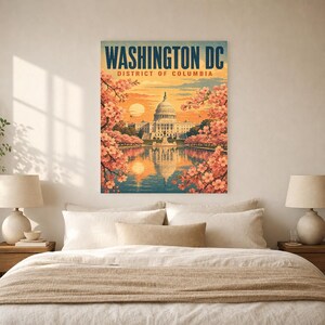 Washington DC Travel Poster | Vintage 1950s Capitol Print | Retro USA Wall Art Print | Mid Century City Decor image 6