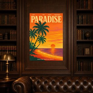 Paradise Retro Poster | Vintage 70s Wall Art Print | Aesthetic Magazine Print | Mid Century Retro Decor Gift image 7