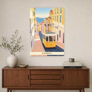 Lisbon Vintage Travel Poster | Retro Portugal City Art Print | Housewarming Gift Wall Decor image 3