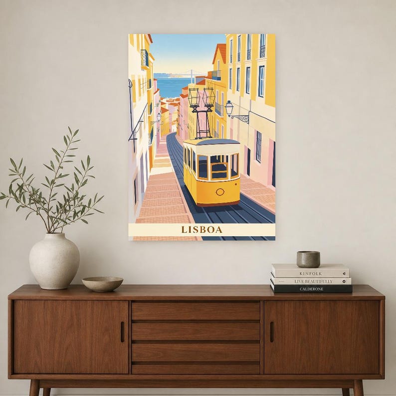 Lisbon Vintage Travel Poster | Retro Portugal City Art Print | Housewarming Gift Wall Decor image 3