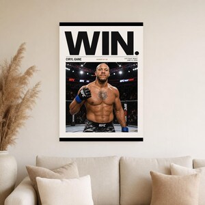 Ciryl Gane Poster | UFC Fight Night Gewinner MMA Wand kunstdruck | Achteckiges schweres Dekor Bild 4