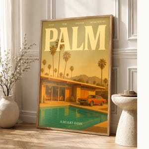 Palm Retro Poster | Vintage 70s Wall Art Print | Aesthetic Magazine Print | Mid Century Retro Decor Gift image 1